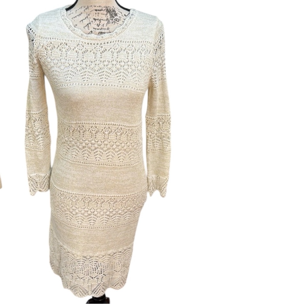 ✨ Cozy Girls Sweater Dress in Sparkling Cream Sweater Knit: Girls XL